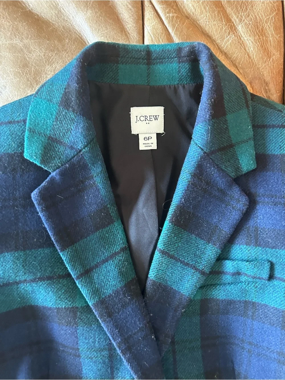 J. Crew equestrian Polo Blue Plaid Double-Breasted suit Blazer gold buttons S 6